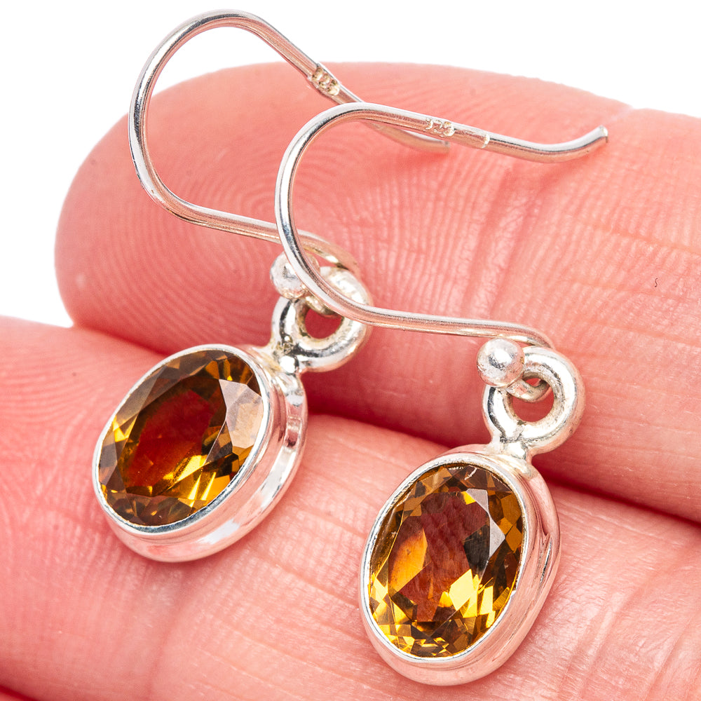 Faceted Citrine Earrings 1 1/8" (925 Sterling Silver) E433305