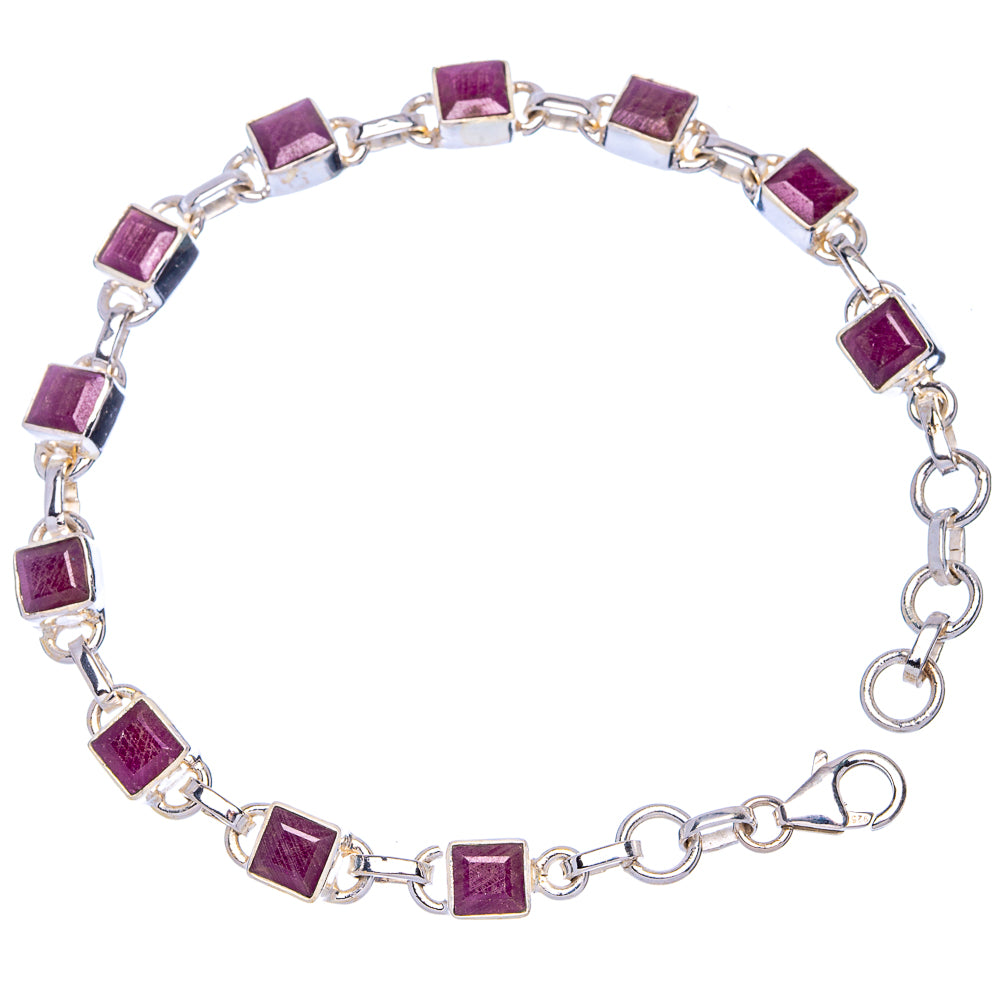 Ruby Bracelet 7 3/8 To 8 1/8" (925 Sterling Silver) B90355