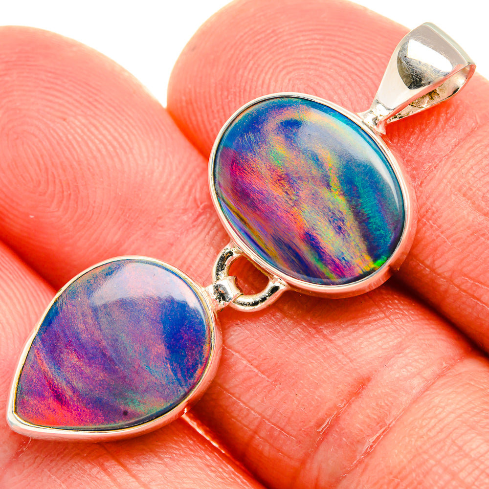 Aura Opal 925 Sterling Silver Pendant 1 5/8" (925 Sterling Silver) PD38329