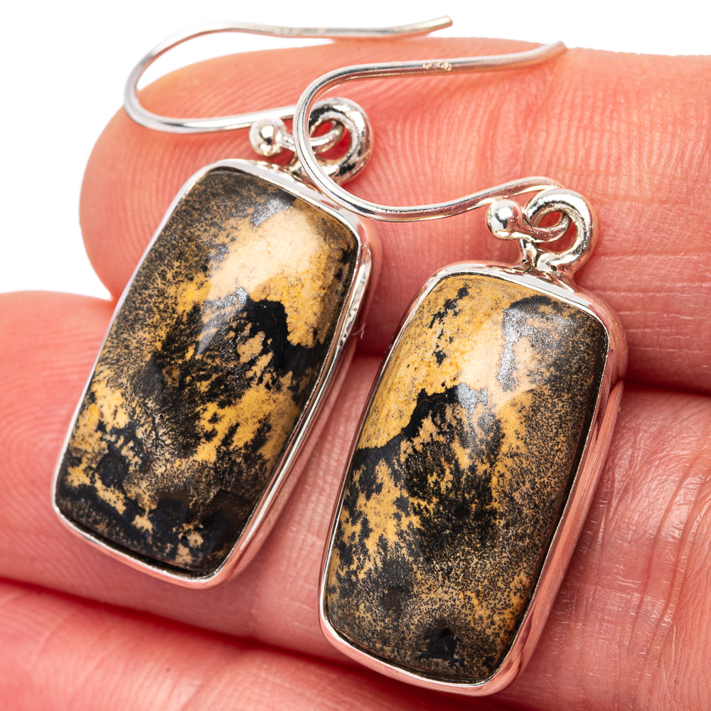 Paintbrush Jasper Earrings 1 3/8" (.925 Sterling Silver)