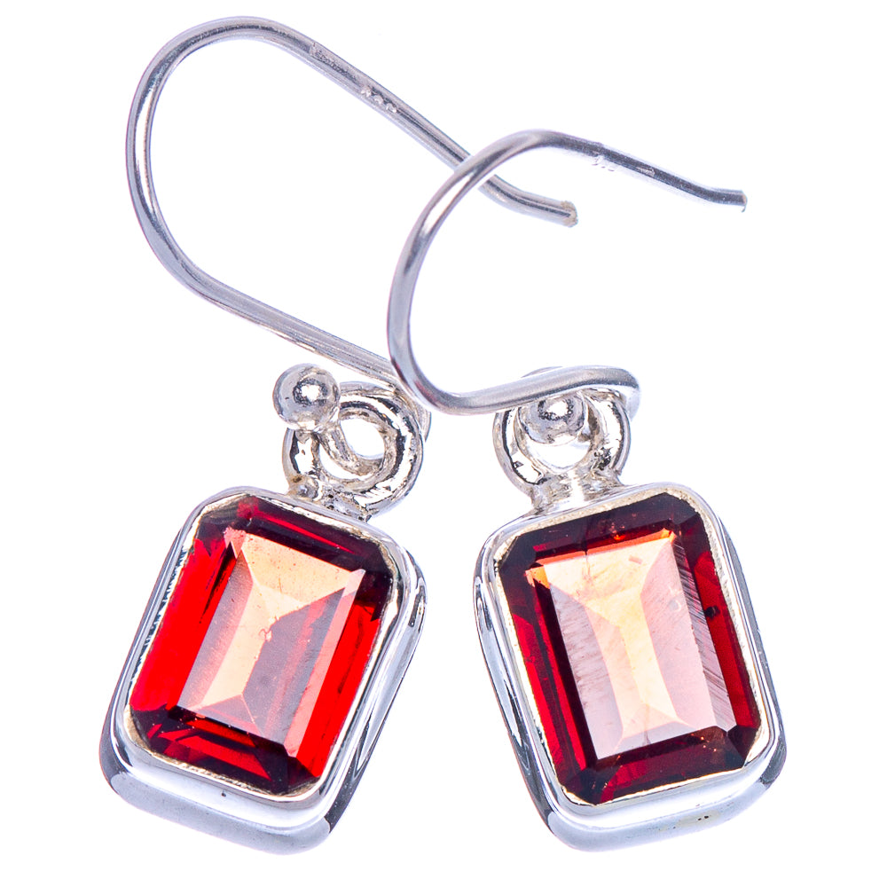 Garnet Earrings 1 1/8" (925 Sterling Silver) E1008