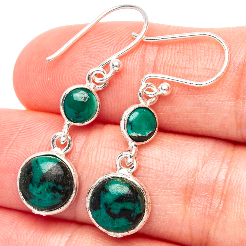 Hubei Spiderweb Turquoise Earrings 1 3/8" (.925 Sterling Silver)