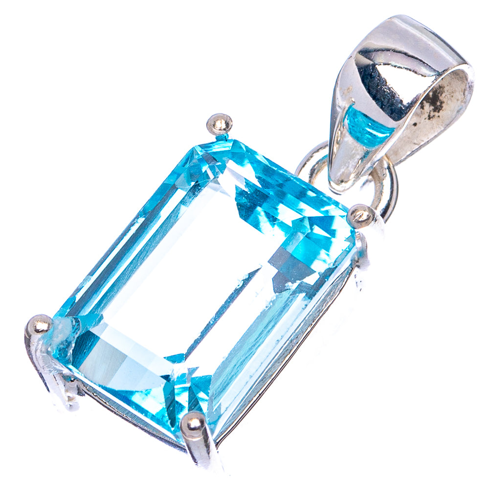 Faceted Blue Topaz Pendant 1" (.925 Sterling Silver)
