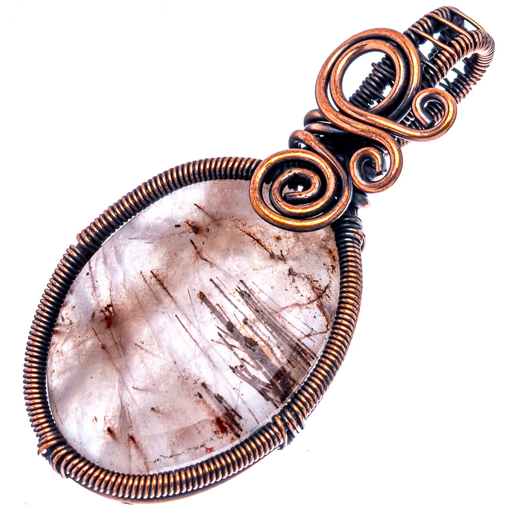 Rutilated Quartz Wire Wrap Pendant 2 1/4" (Oxidized Copper)