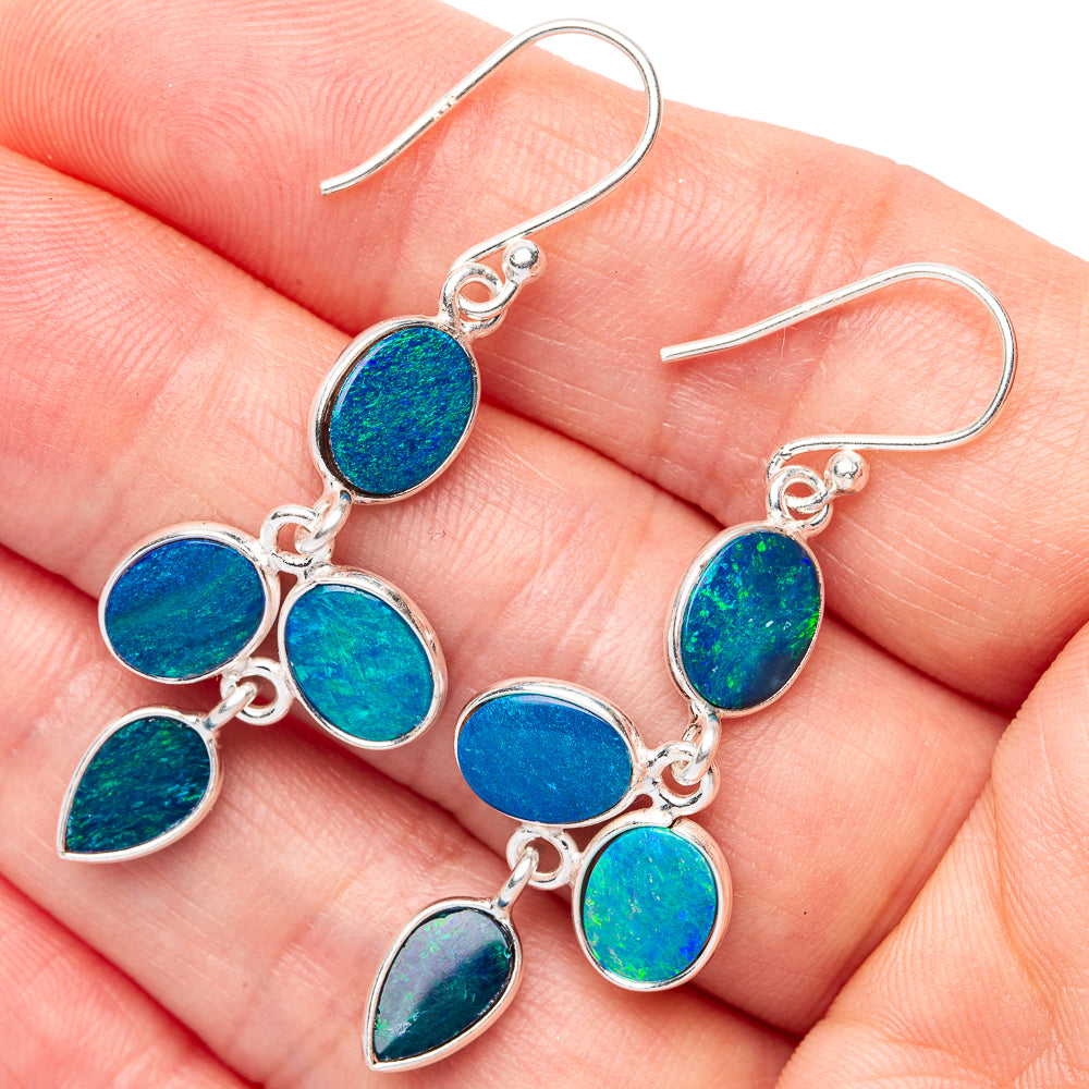 Rare Doublet Opal Earrings 1 7/8" (925 Sterling Silver) E1667