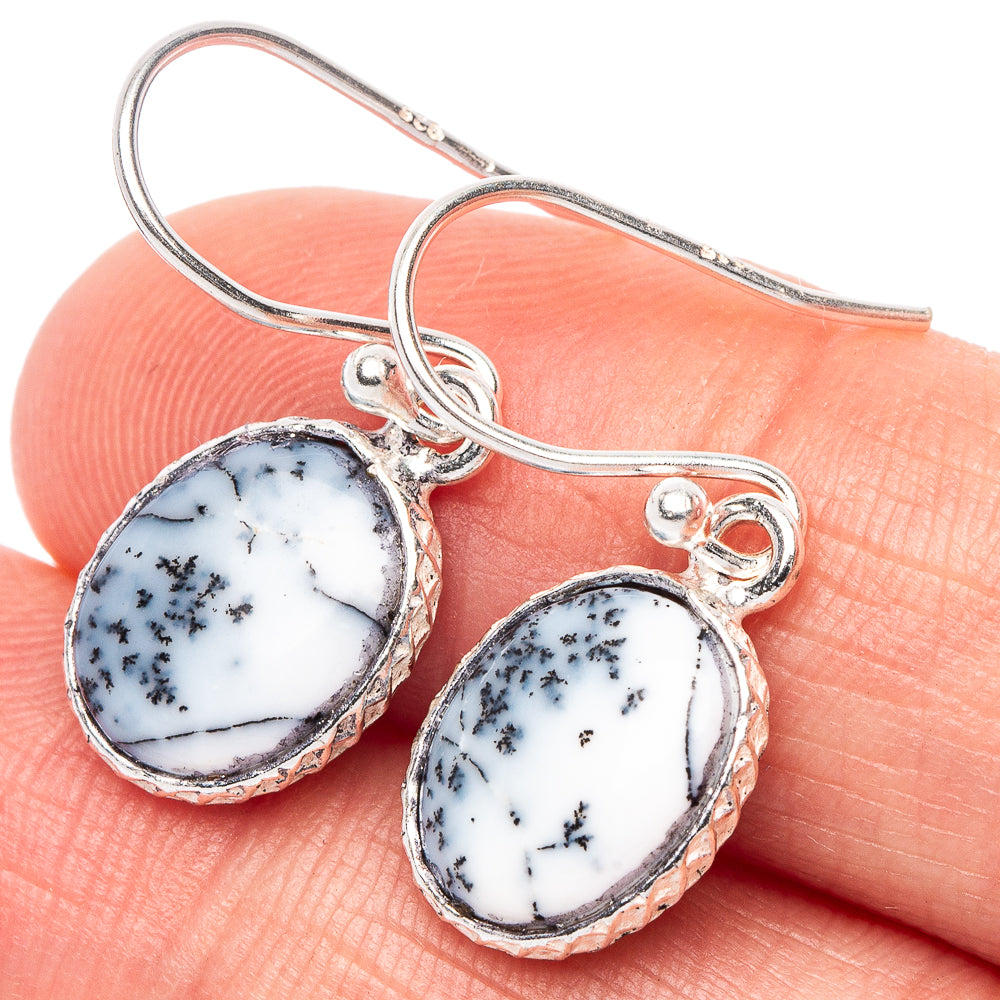 Dendritic Opal Earrings 1 1/8" (925 Sterling Silver) E2376