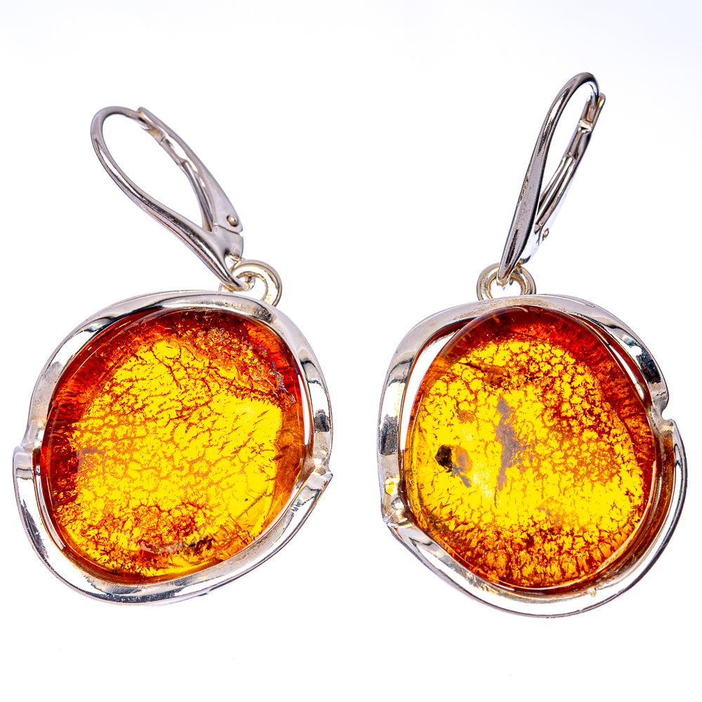 Baltic Amber Earrings 1 3/4" (925 Sterling Silver) E1097