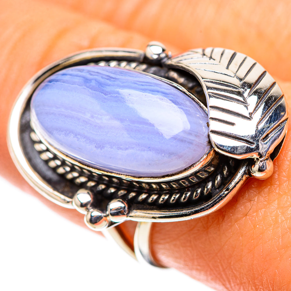 Blue Lace Agate Ring Size 8.25 (925 Sterling Silver) RING138338