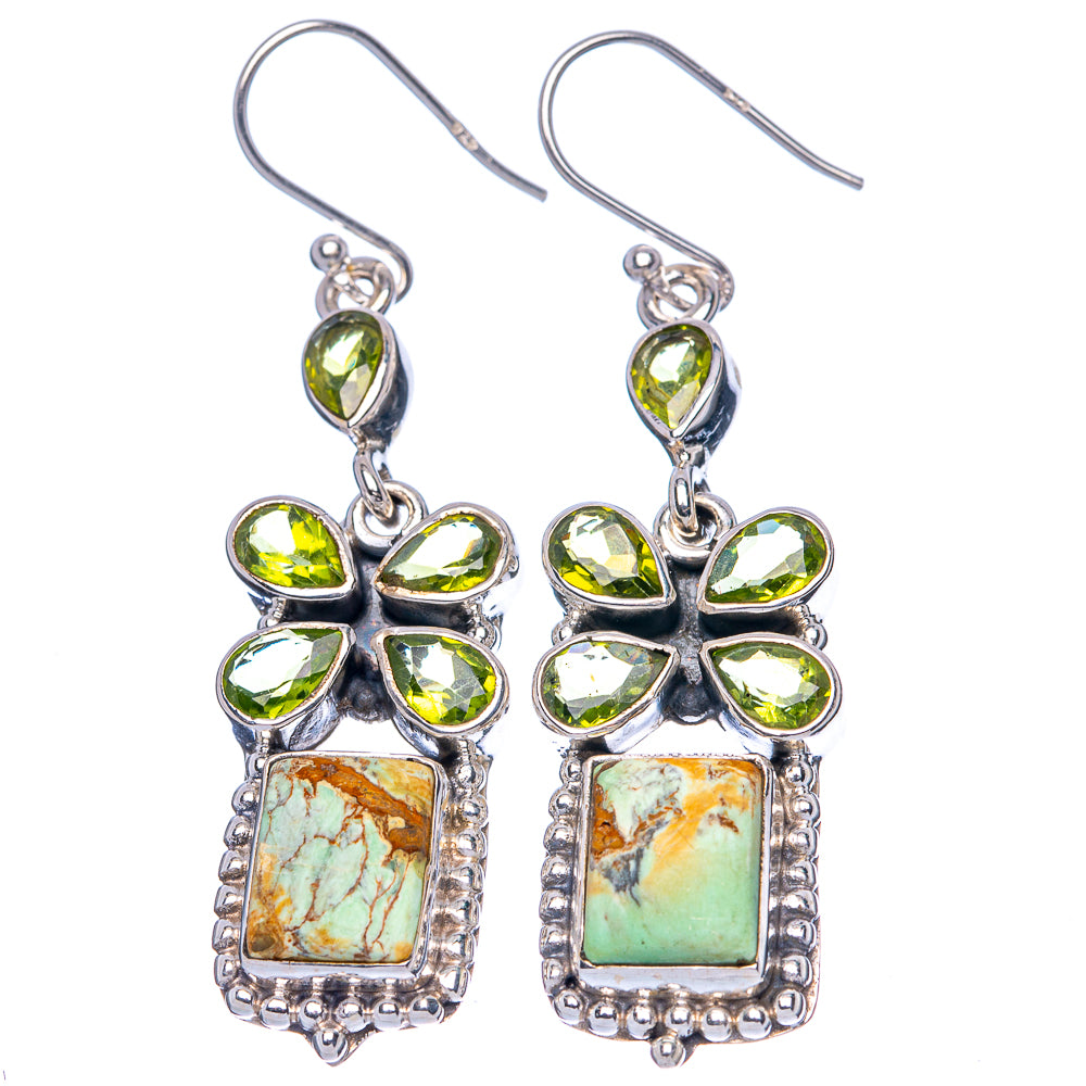 Premium Variscite, Peridot Earrings 2 1/8" (925 Sterling Silver) E1630