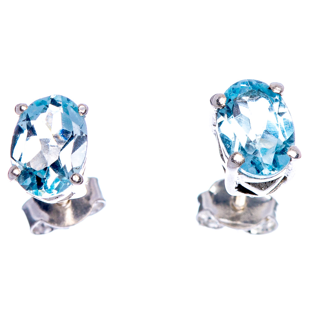 Blue Topaz Dainty Earrings 1/4" (925 Sterling Silver) E433419