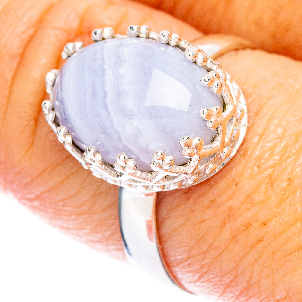 Blue Lace Agate Ring Size 8.75 (925 Sterling Silver) R146885