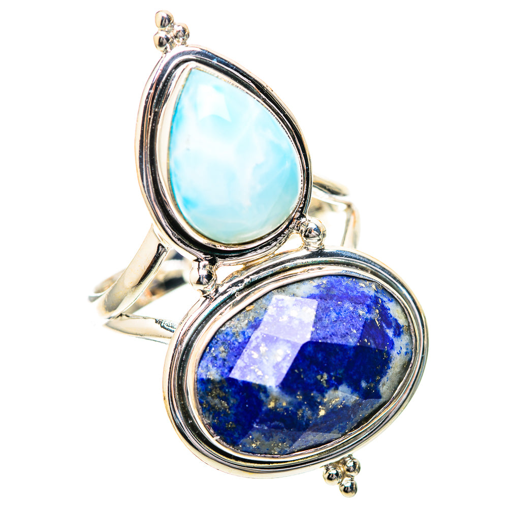 Large Lapis Lazuli, Larimar Ring Size 10.75 (925 Sterling Silver) RING139860
