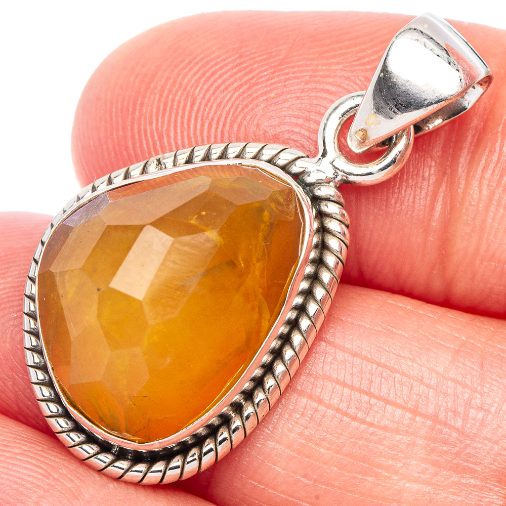 Natural Bone Amber Pendant 1 1/4" (925 Sterling Silver) P44232