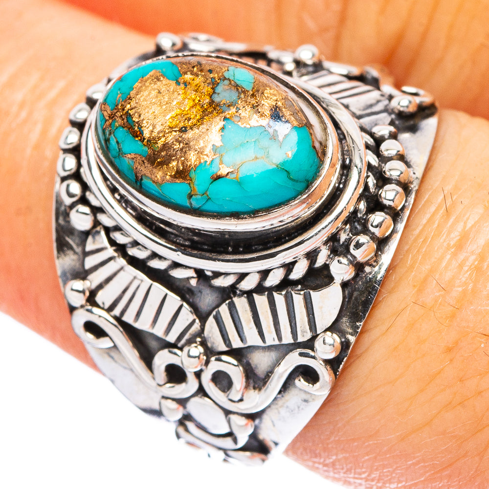 Blue Copper Turquoise Ring Size 8 (925 Sterling Silver) R4623