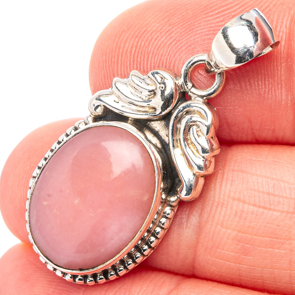 Pink Opal Pendant 1 3/8" (.925 Sterling Silver)