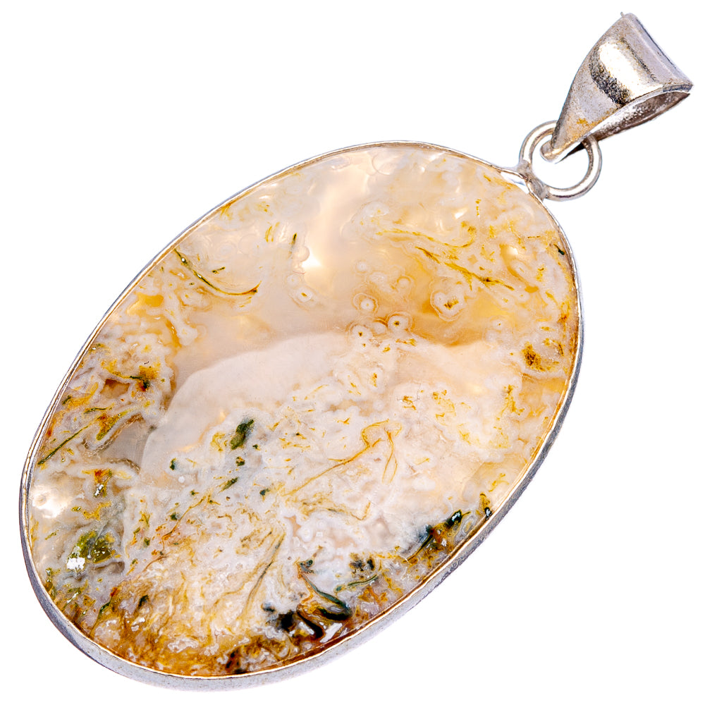 Moss Agate Pendant 2" (Silver Plated)