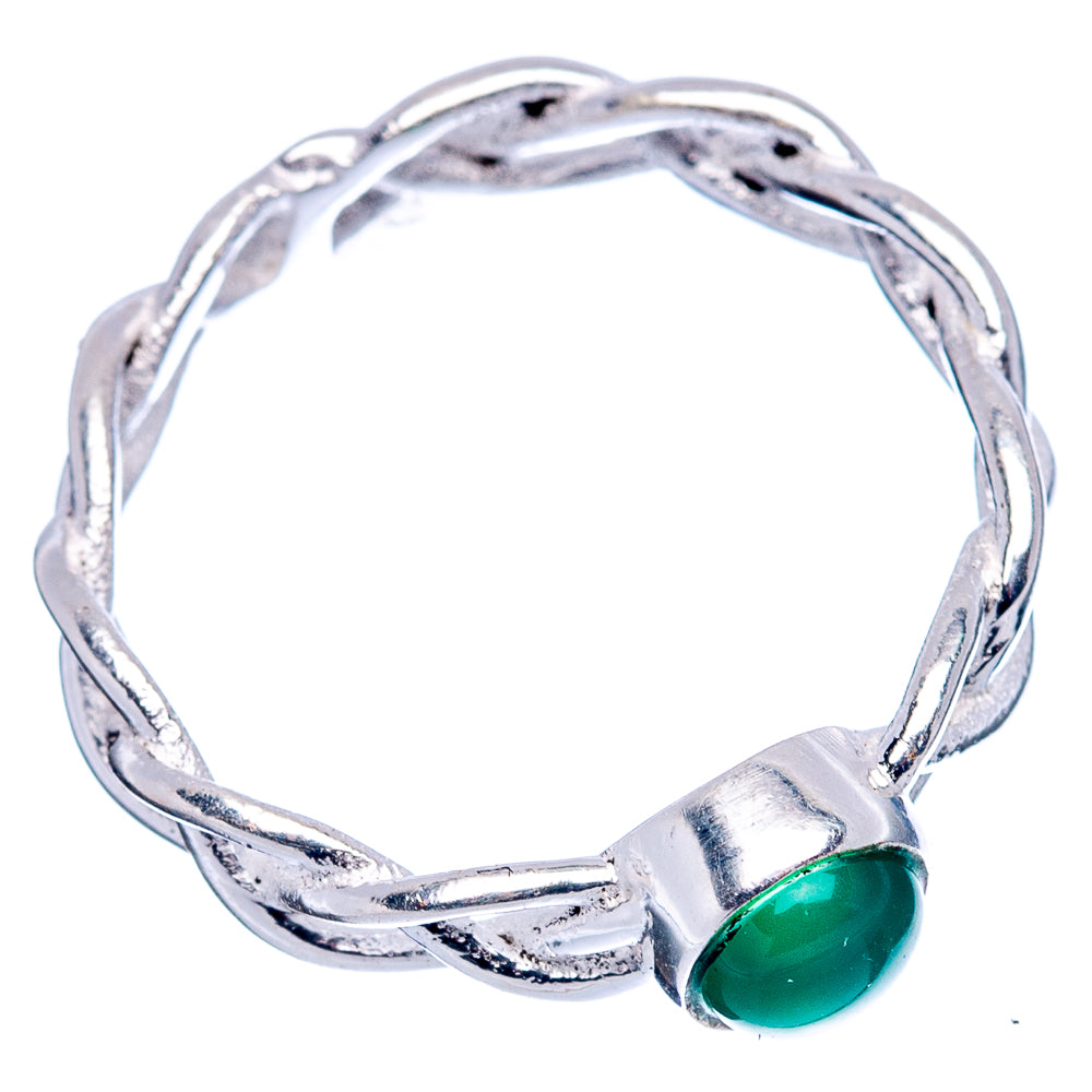 Green Onyx Dainty Ring Size 6.75 (.925 Sterling Silver)