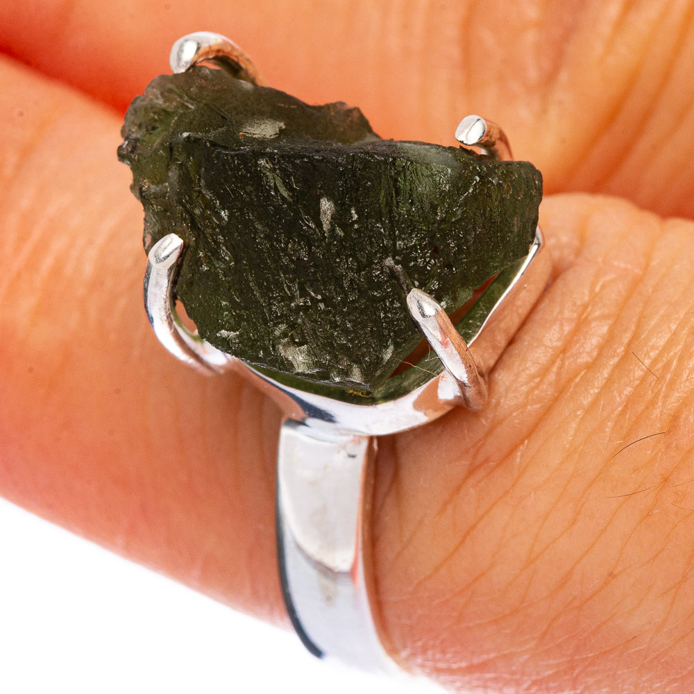 Rare Czech Moldavite Ring Size 6.75 (925 Sterling Silver) R146434