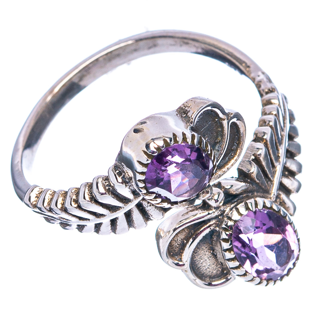 Faceted Amethyst Ring Size 8 Adjustable (.925 Sterling Silver)
