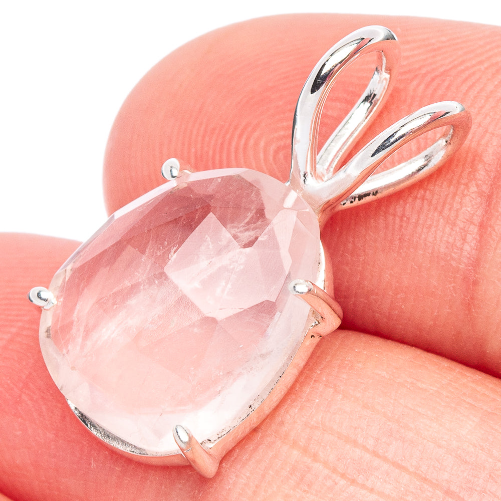Value Rose Quartz Pendant 7/8" (925 Sterling Silver) P44430