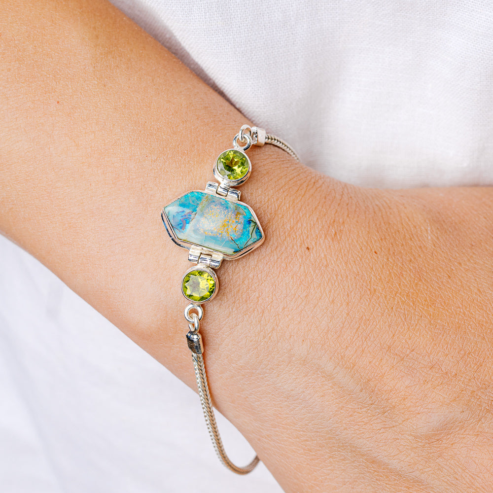 Sterling Opal, Peridot Bracelets 7.25" (925 Sterling Silver) B90400