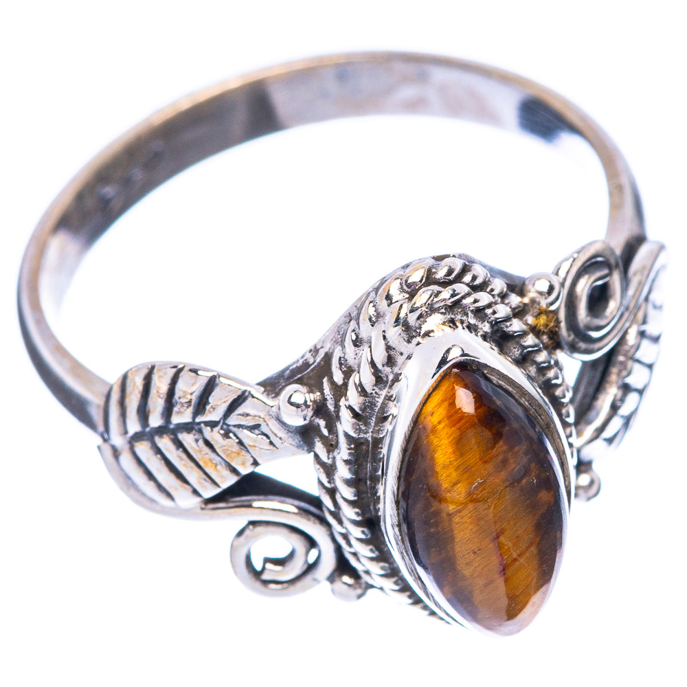 Tiger Eye Leaf 925 Sterling Silver Ring Size 6.75 (925 Sterling Silver) R5350