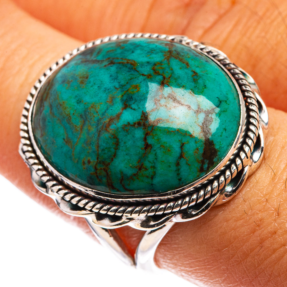 Large Tibetan Turquoise Ring Size 8 (925 Sterling Silver) R142867