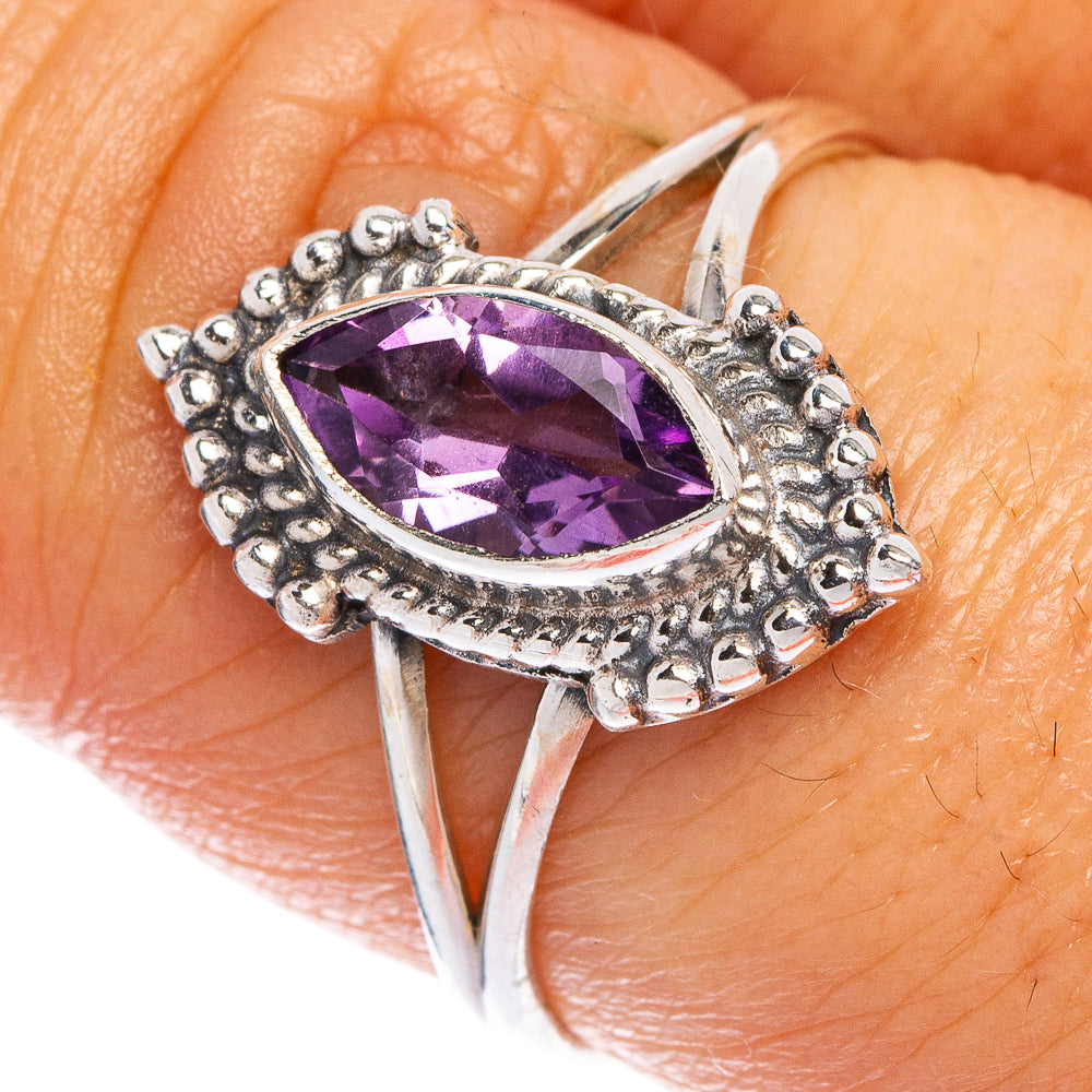 Faceted Amethyst Dainty Ring Size 8.25 (925 Sterling Silver) R145358
