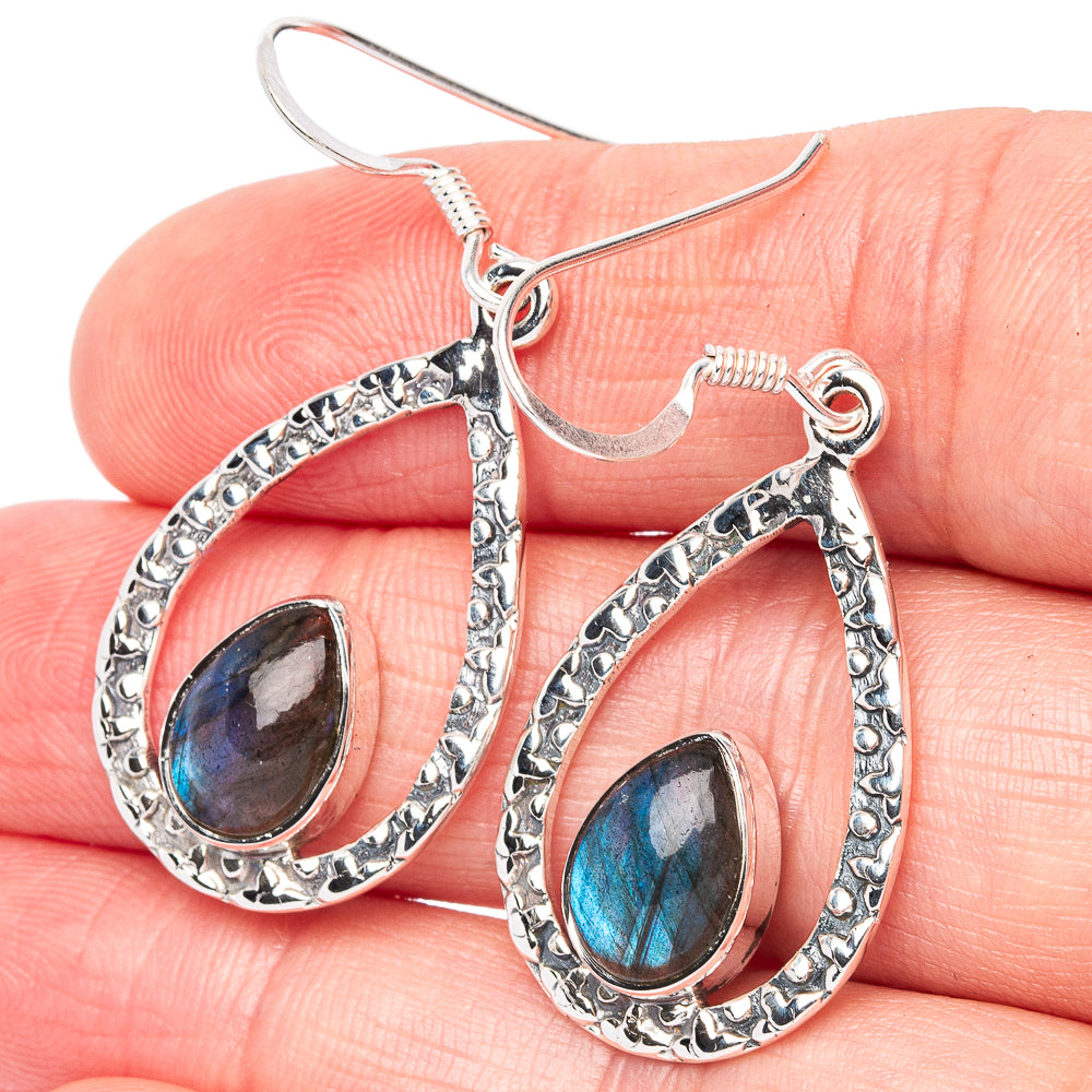 Premium Labradorite Earrings 1 5/8" (925 Sterling Silver) E2696