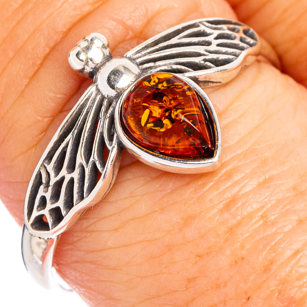 Baltic Amber Honey Bee Ring Size 9.25 (.925 Sterling Silver)