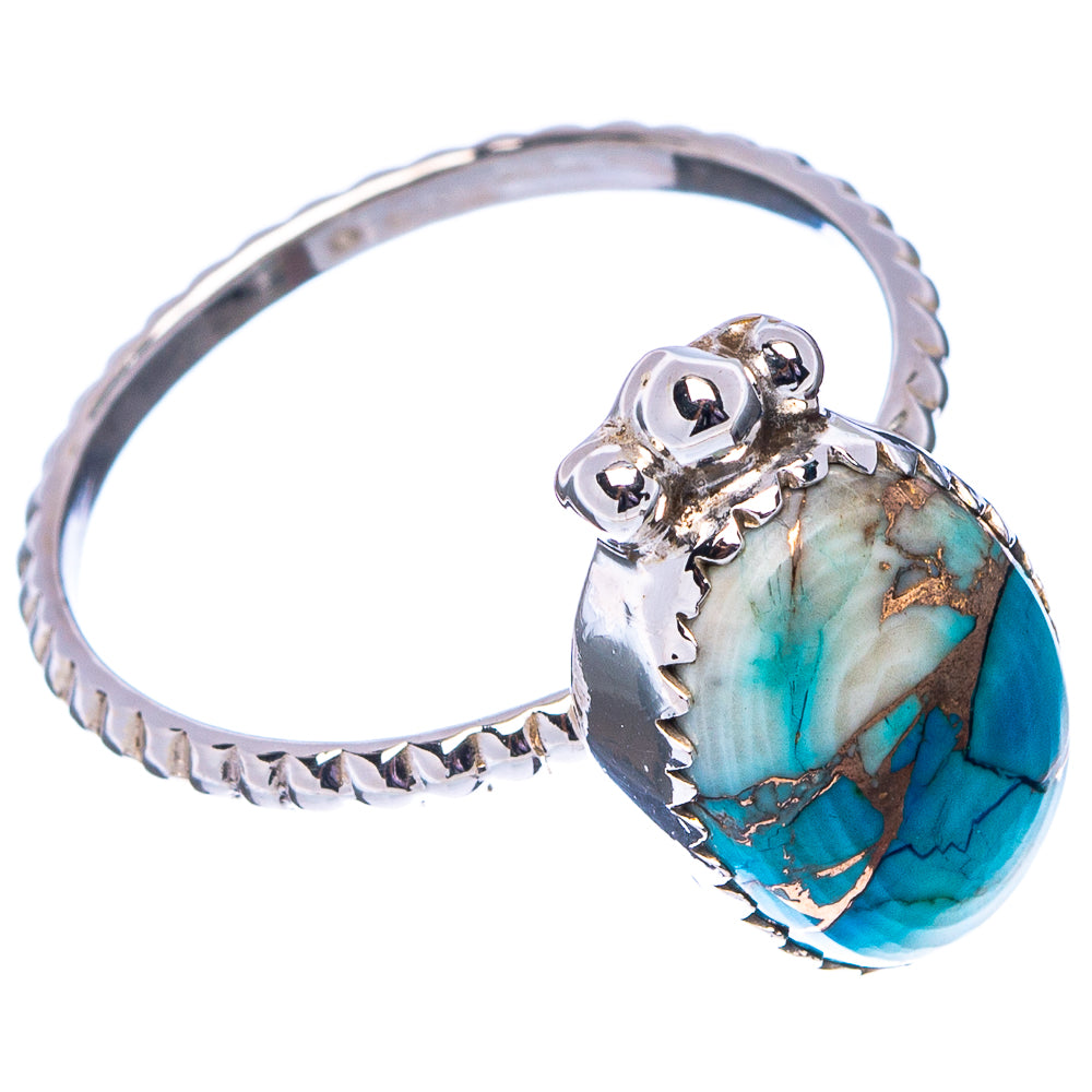 Ice Blue Dahlia Mohave Turquoise Ring Size 9 (.925 Sterling Silver)