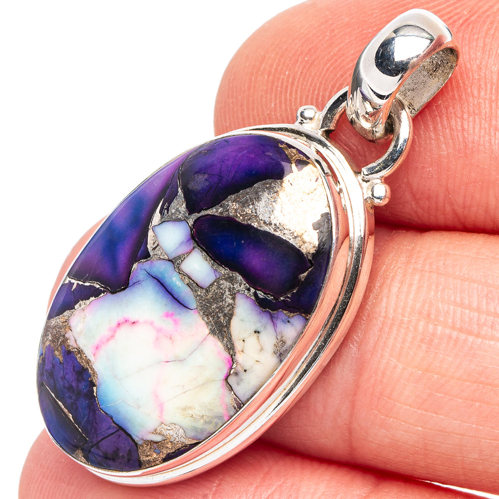 Purple Dahlia Mohave Turquoise Pendant 1 3/8" (.925 Sterling Silver)