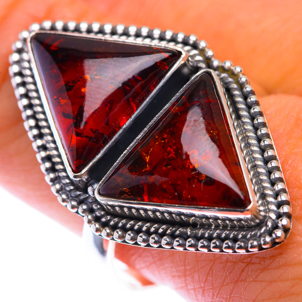 Large Baltic Amber Ring Size 10 (925 Sterling Silver) RING140045