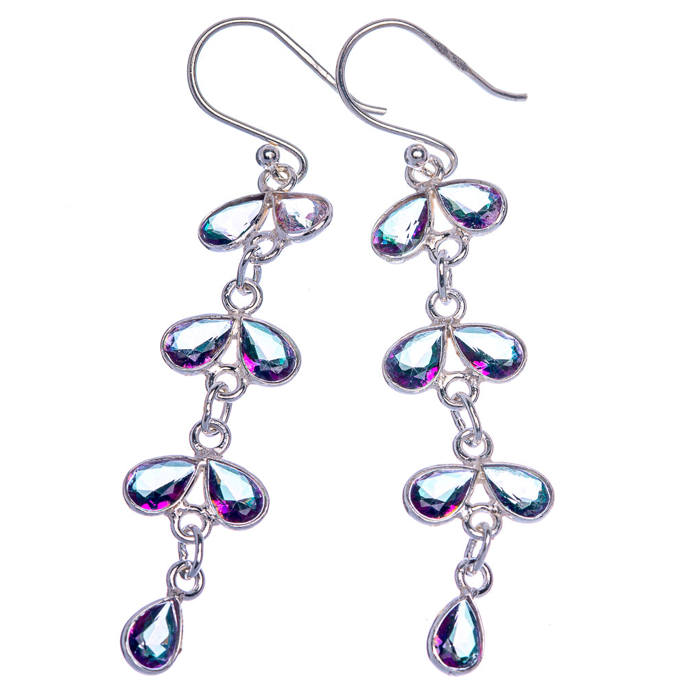Mystic Topaz Earrings 2 1/4" (925 Sterling Silver) E1015