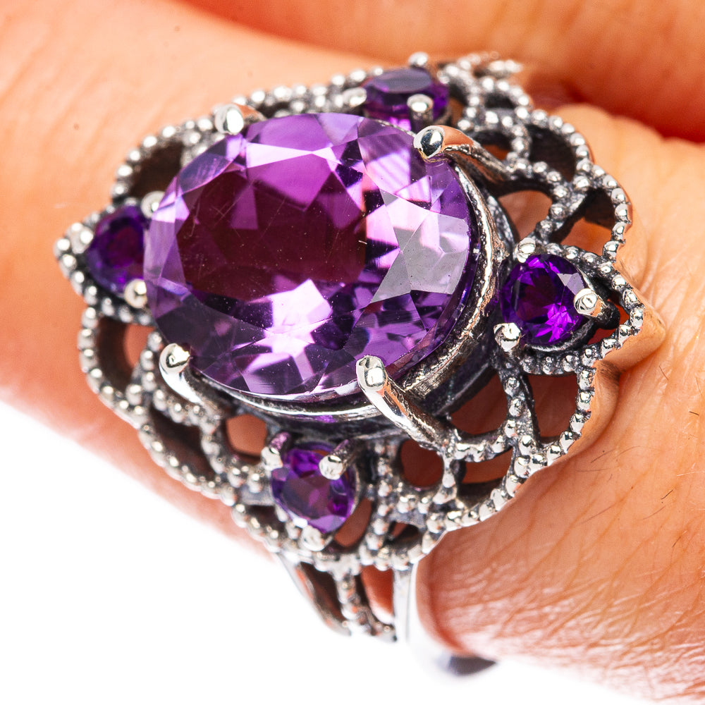 Faceted Amethyst Ring Size 8.75 (925 Sterling Silver) R3124