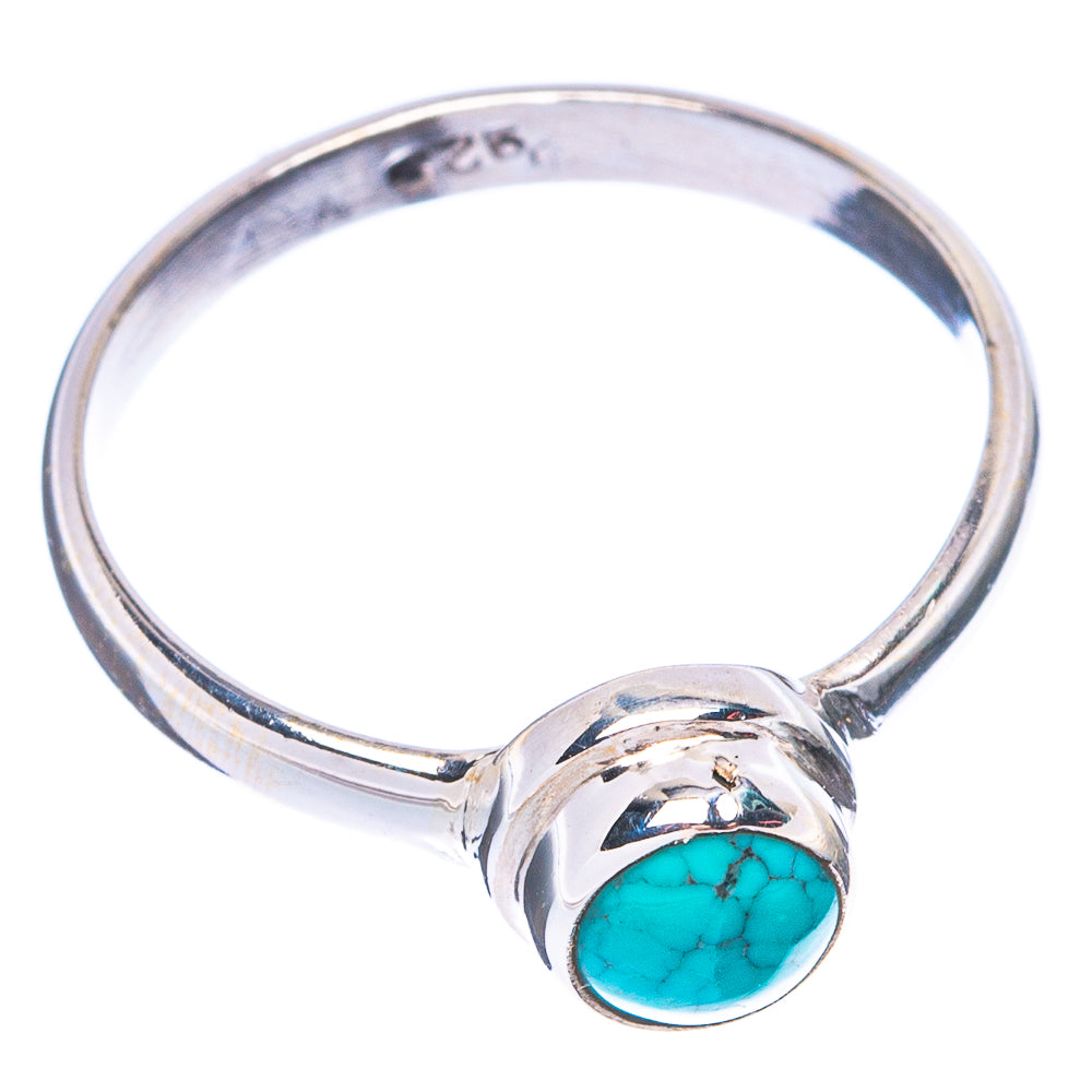 Tibetan Turquoise Dainty Ring Size 8 (925 Sterling Silver) R5258