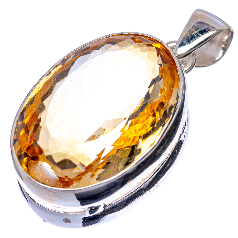 Faceted Premium Citrine Pendant 1 3/8" (925 Sterling Silver) P39872