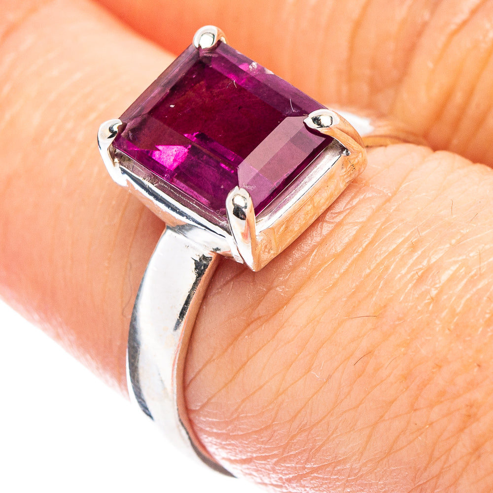 Faceted Pink Fluorite Ring Size 7.75 (.925 Sterling Silver)