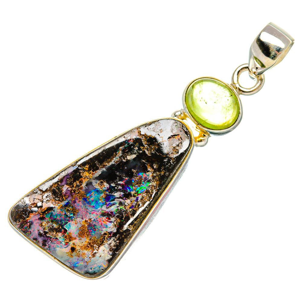 Boulder Opal, Peridot Pendant 2" (925 Sterling Silver) PD38041