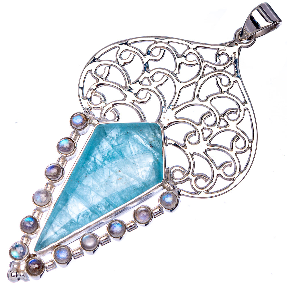 Signature Natural Aquamarine Pendant 2 3/4" (925 Sterling Silver) P41187