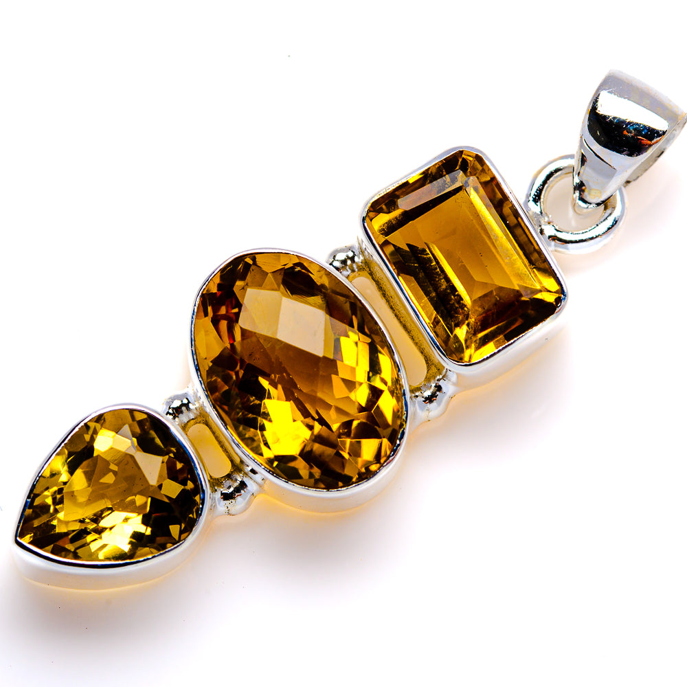 Faceted Citrine Pendant 1 3/4" (925 Sterling Silver) PD38059