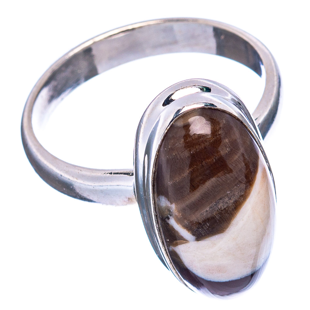 Peanut Wood Jasper Ring Size 8 (.925 Sterling Silver)