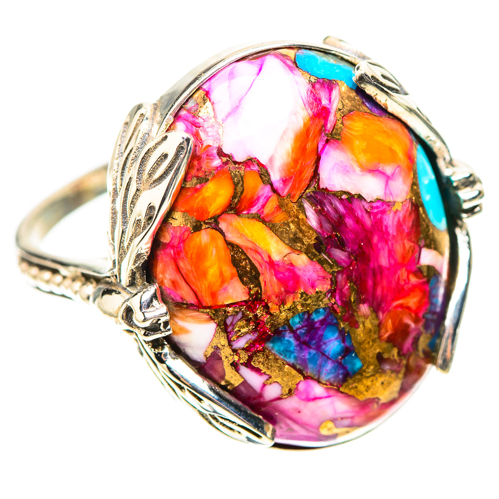 Kingman Pink Dahlia Turquoise Ring Size 9.75 (925 Sterling Silver) RING138699