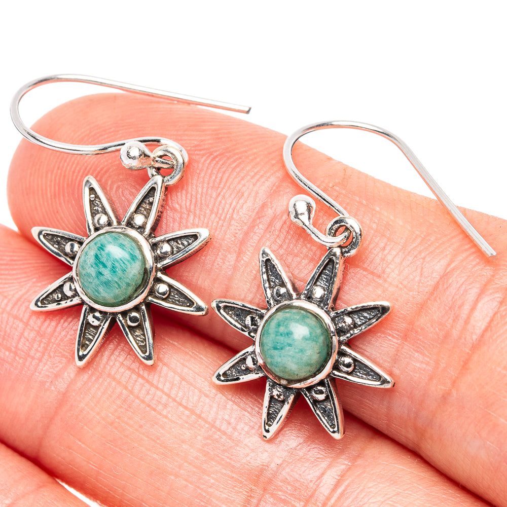 Amazonite Flower Dainty Earrings 1 1/4" (925 Sterling Silver) E2067