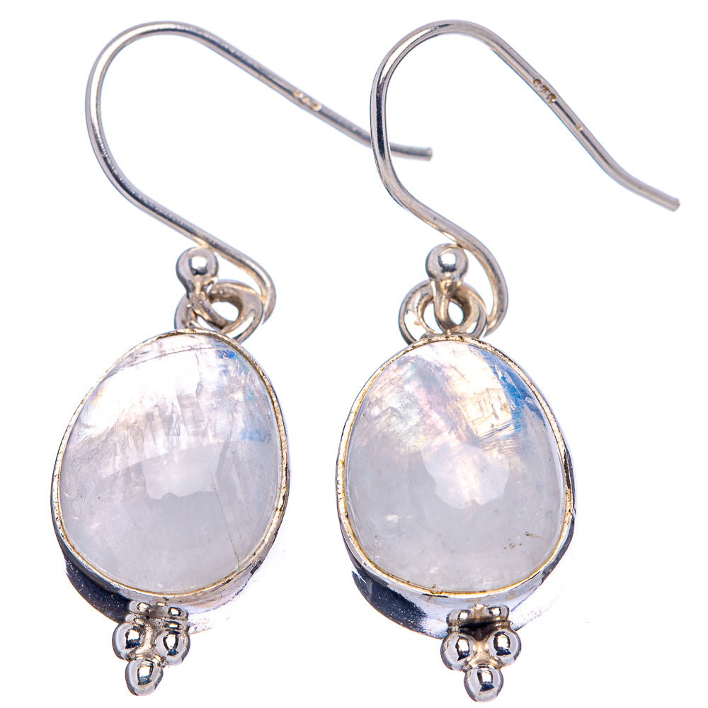 Rainbow Moonstone Earrings 1 1/4" (.925 Sterling Silver)