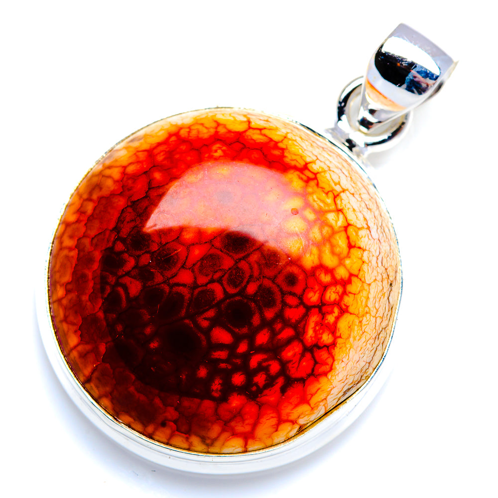 Fire Crab Agate 925 Sterling Silver Pendant 1 1/2" (925 Sterling Silver) PD38429