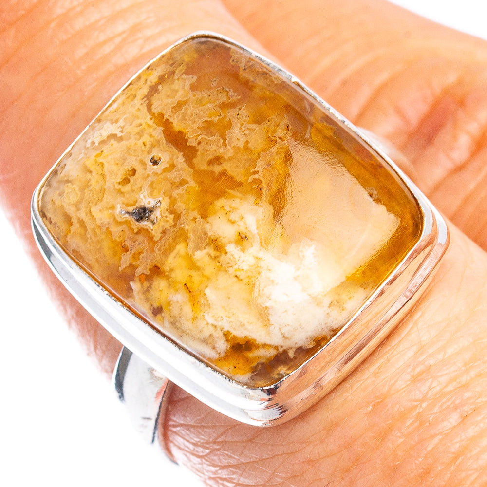 Plume Agate Ring Size 8 (.925 Sterling Silver)