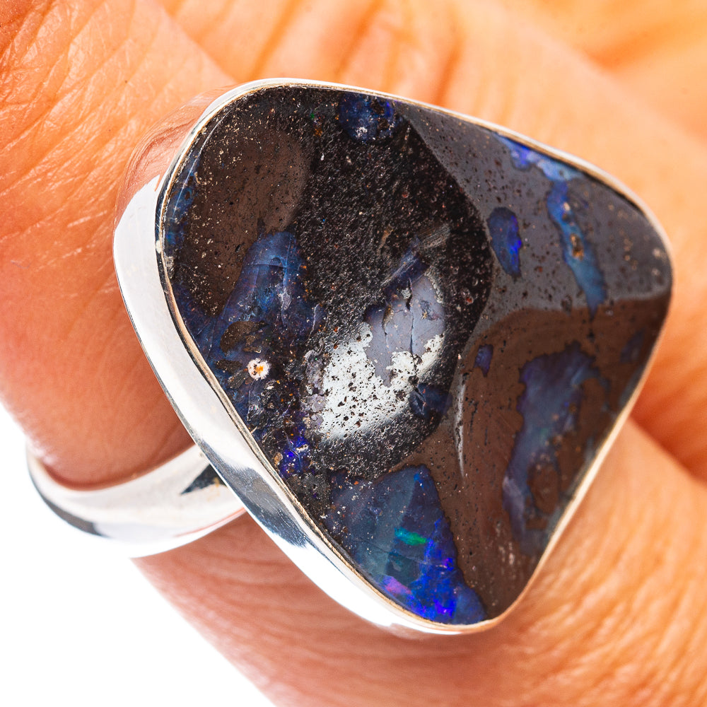 Premium Rare Boulder Opal Ring Size 6.75 (.925 Sterling Silver)