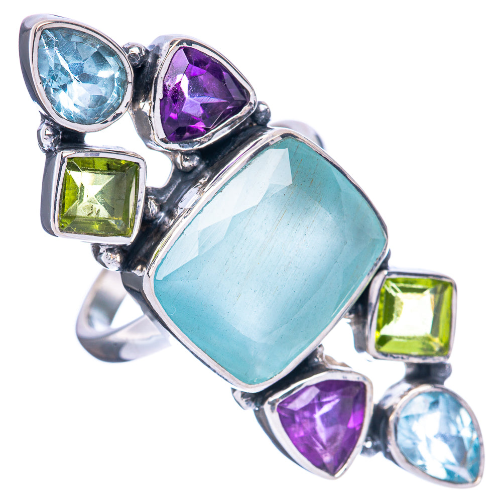 Signature Aquamarine, Amethyst, Peridot, Blue Topaz Ring Size 8 (925 Sterling Silver) R3529