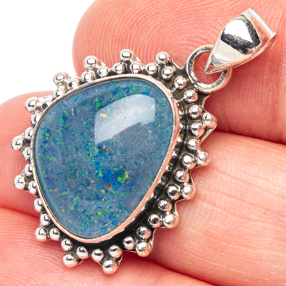 Rare Triple Opal Pendant 1 1/4" (925 Sterling Silver) P44482